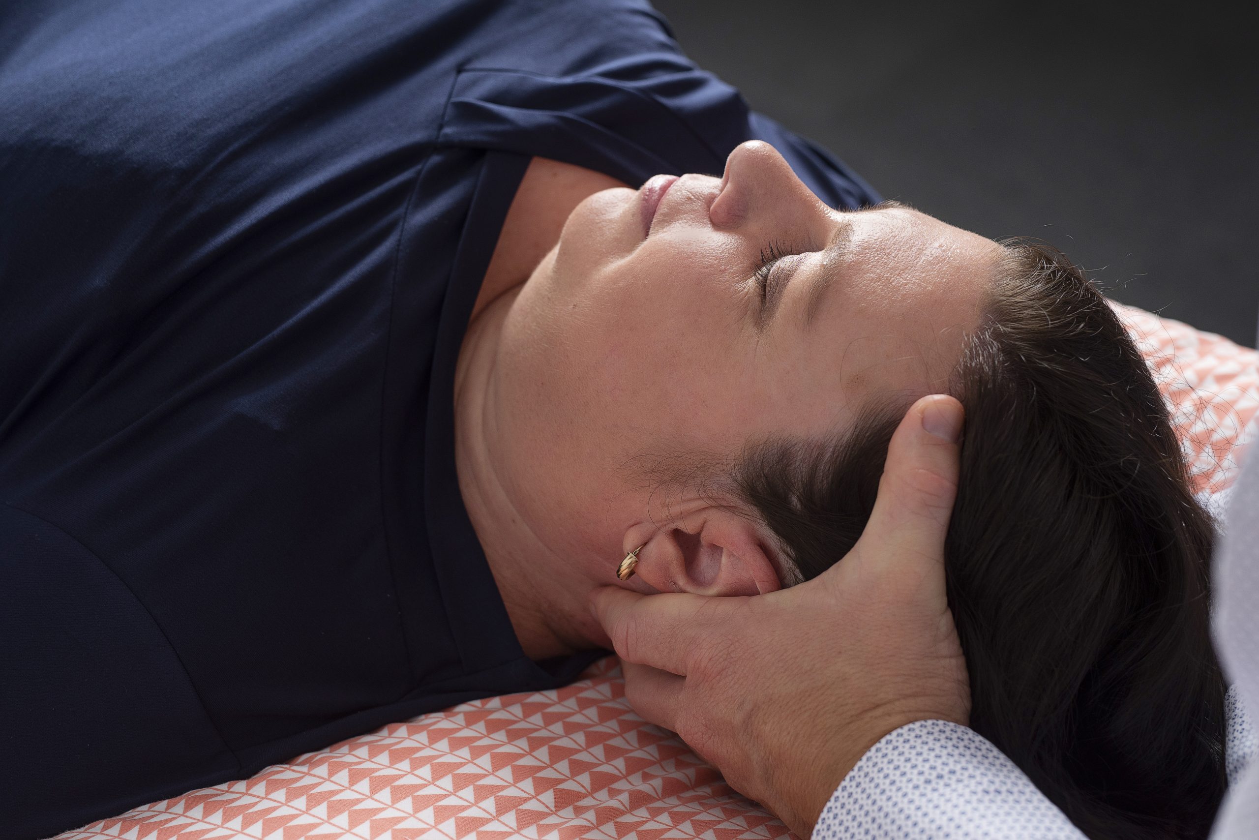 HNJ Clinic 2021_021 physio performing neck manipulation on patient Headache Neck and Jaw Clinic