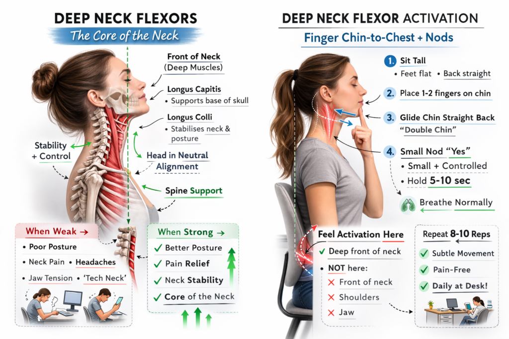 Deep neck flexor activation diagram