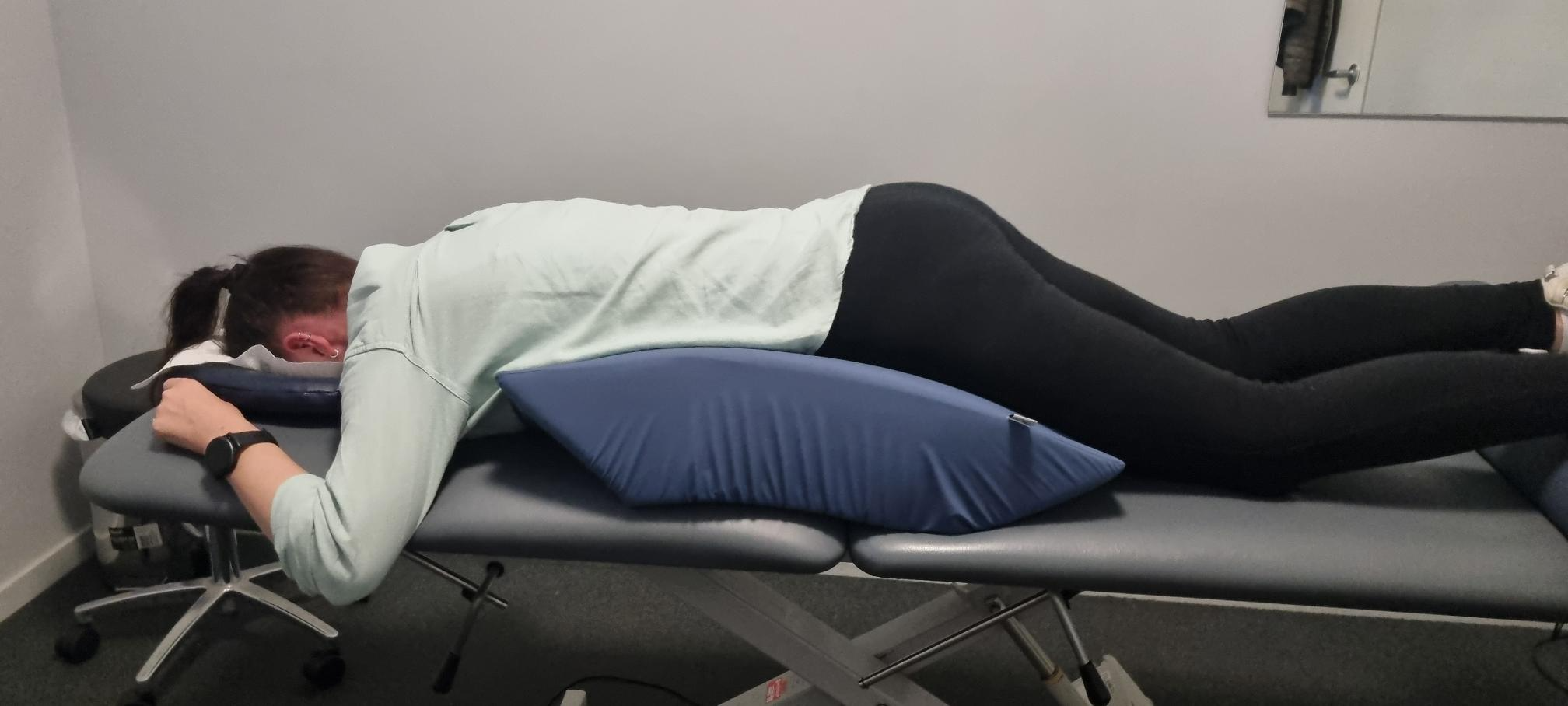 Treatment with pregnancy pillow at the Headache Neck and Jaw clinic