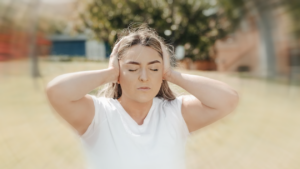 a woman experiencing bppv vertigo
